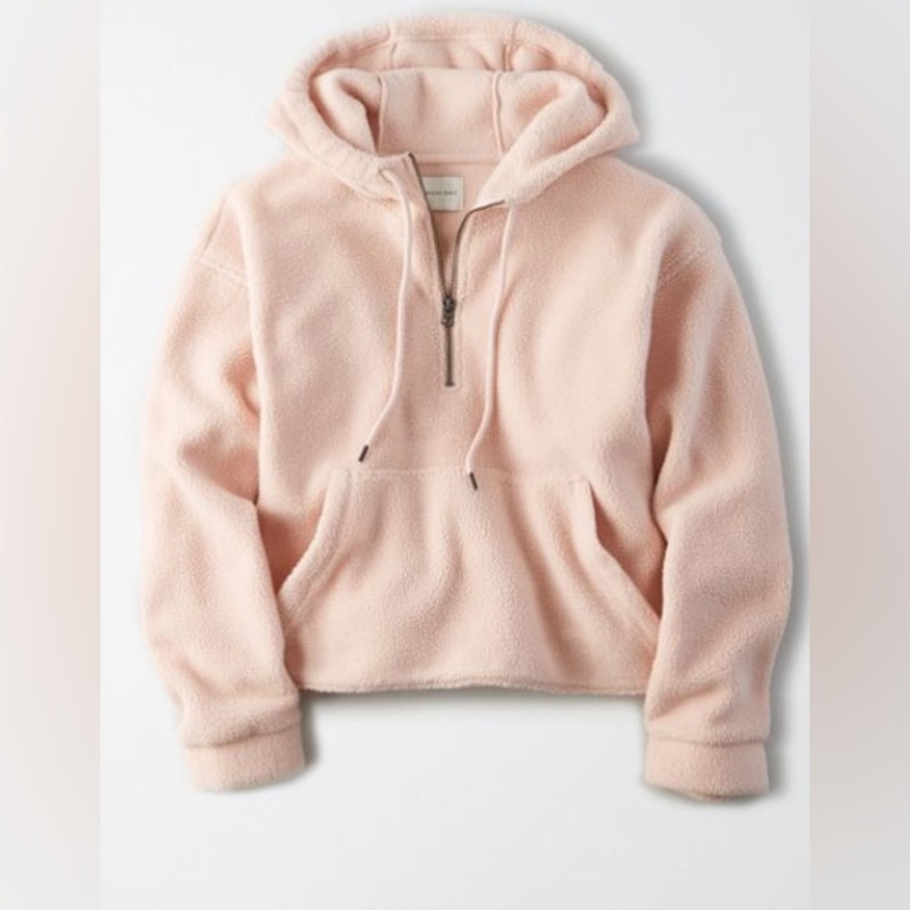 American Eagle Blush Pink Fleece Hooded Pullover XXL
